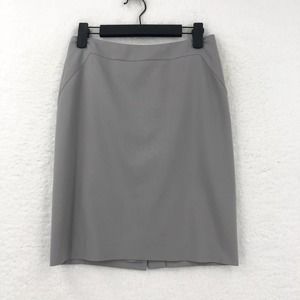 Ann Taylor Womens 0 Petite Gray 19" Pencil Skirt Tailored Stretch Lined Slit